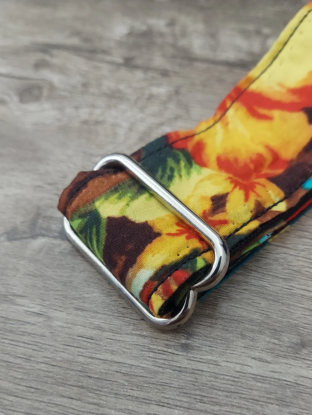 Custom Martingale Dog Collar Hawaiian Tropical Hibiscus 1.5